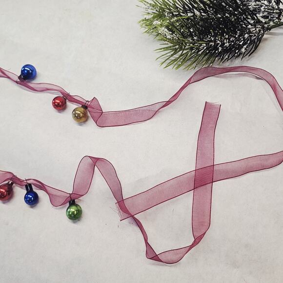 Vintage Feather Tree Mercury Glass 21 Ornaments On Christmas Tree Garland Ribbon - Picture 5 of 11